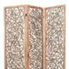 Contemporary 3 Panel Wooden Screen with Willow Branch Inset, Brown