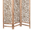 Contemporary 3 Panel Wooden Screen with Willow Branch Inset, Brown