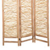 Contemporary 3 Panel Wood Screen with Horizontal Branch Design, Brown