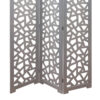 3 Panel Contemporary Wooden Screen with Cut Pattern Design, Gray