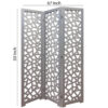 3 Panel Contemporary Wooden Screen with Cut Pattern Design, Gray