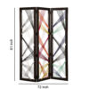 Contemporary 3 Panel Wooden Screen with Woven String Design, Multicolor