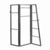 Modern Style 3 Panel Metal Screen with Hooks and Rod Hangings, Black
