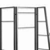 Modern Style 3 Panel Metal Screen with Hooks and Rod Hangings, Black