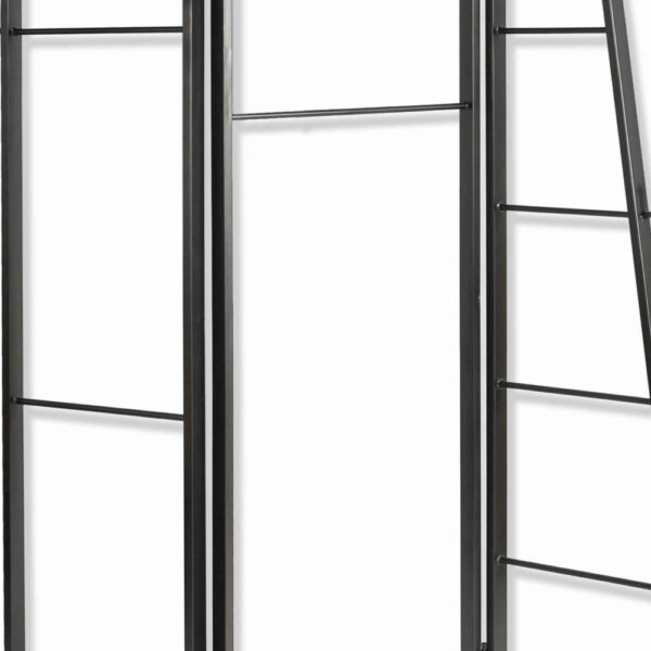 Modern Style 3 Panel Metal Screen with Hooks and Rod Hangings, Black