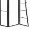 Modern Style 3 Panel Metal Screen with Hooks and Rod Hangings, Black