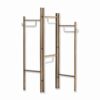 Modern Style 3 Panel Metal Screen with Hooks and Rod Hangings, Brown