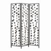 Transitional 3 Panel Metal Screen with Intricate Flower Design, Black