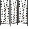 Transitional 3 Panel Metal Screen with Intricate Flower Design, Black