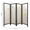 4 Panel Wooden Screen with Hand painted Fabric Design, Brown & Beige