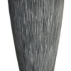 Hand Made Conical Ribbed Flower Vase Sandstone Planter, White