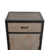 Transitional Wooden End Table with Metal Framing, Black & Brown