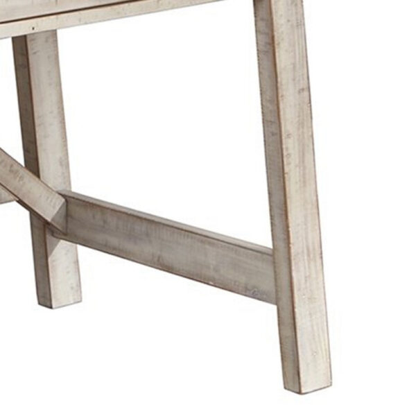 Wooden Office Desk with 2 Drawers and Truss Beam Legs, Antique White