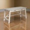 Wooden Office Desk with 2 Drawers and Truss Beam Legs, Antique White