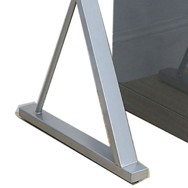 150220266991198c29ef4.jpeg Movable Glass Top Computer Desk with X Shaped Side Panel, Gray and Clear