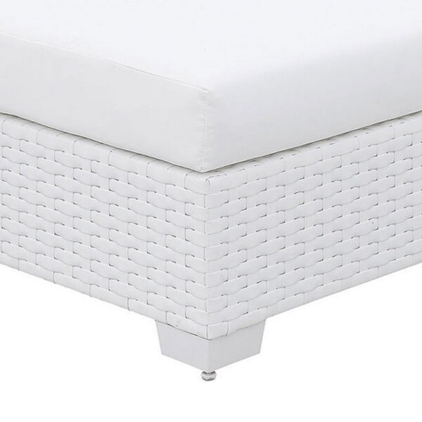 Wicker Aluminum Framed Bench with Fabric Cushion Seat, White