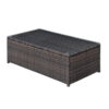 Rectangular Faux Rattan and Aluminum Coffee Table with Glass Top, Brown