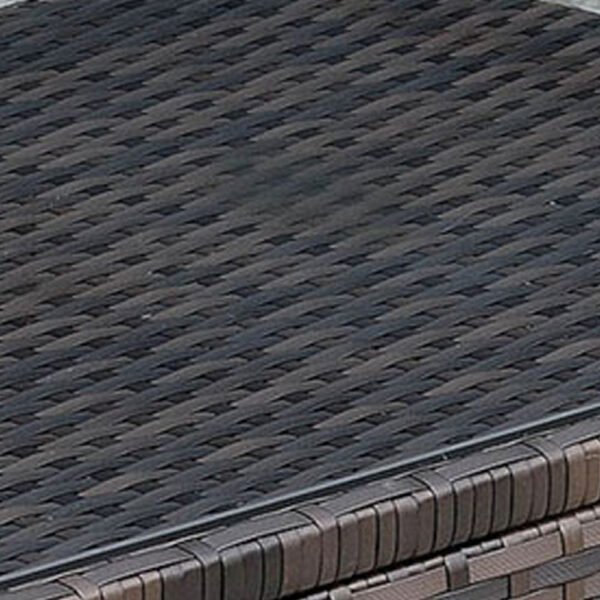 Rectangular Faux Rattan and Aluminum Coffee Table with Glass Top, Brown