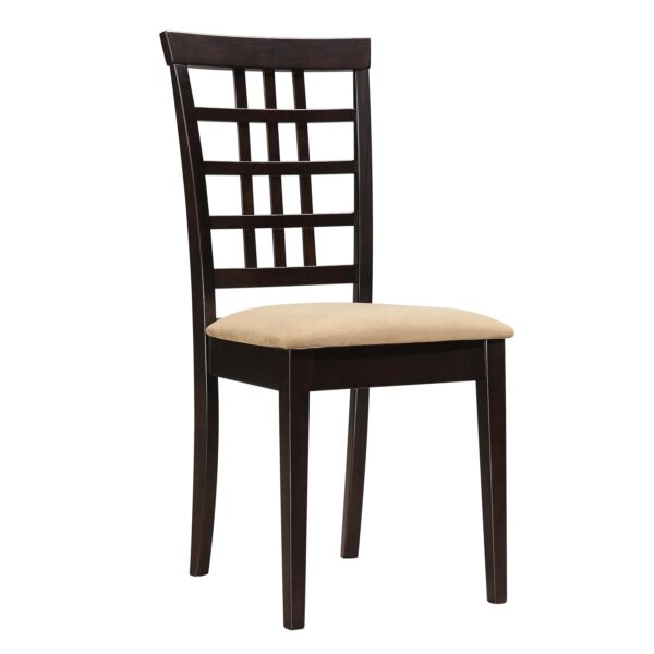 Geometric Wooden Dining Chair with Padded Seat, Set of 2, Brown and Beige