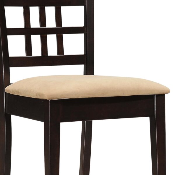 Geometric Wooden Dining Chair with Padded Seat, Set of 2, Brown and Beige