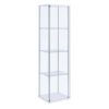 Glass and Metal Curio Cabinet with 4 Shelves, Clear and White