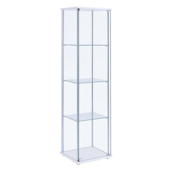 Glass and Metal Curio Cabinet with 4 Shelves, Clear and White