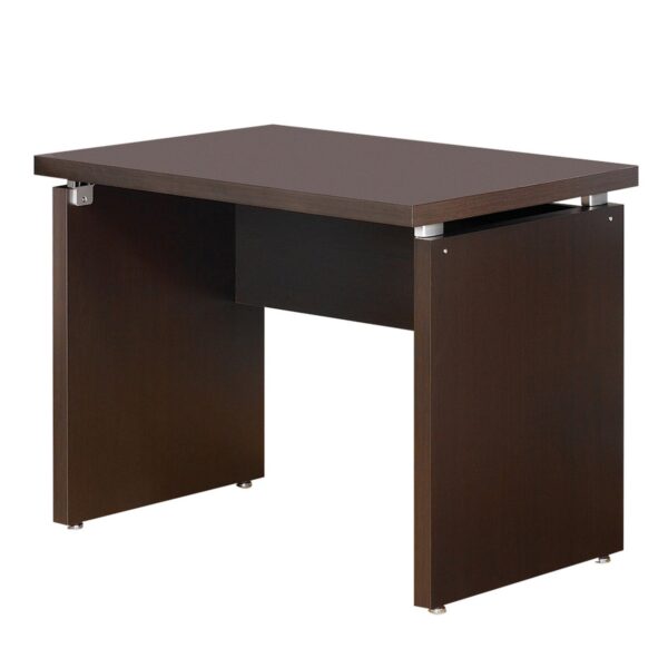 Transitional Style Wooden Desk Return with Wide Top, Espresso Brown