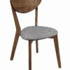 Wooden Plectrum Shape Padded Seat Dining Chair, Set of 2, Brown and Gray