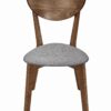 Wooden Plectrum Shape Padded Seat Dining Chair, Set of 2, Brown and Gray