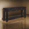 Wooden Sofa Table with Four Drawers and One Shelf, Weathered Black