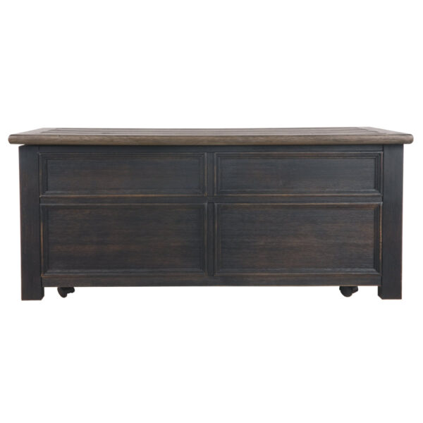 Wooden Lift Top Coffee Table with Drawers and Caster, Black and Brown