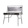 Corrugated Back Metal Frame Desk with USB Docks, Gray and Silver
