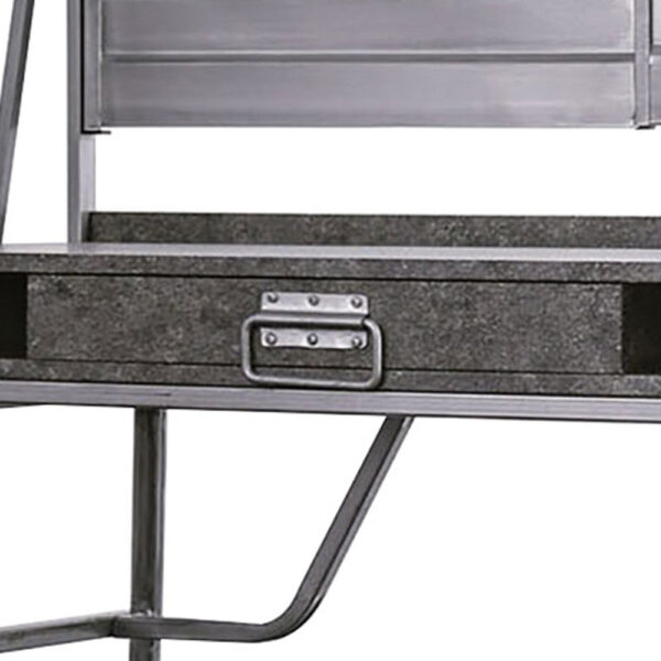Corrugated Back Metal Frame Desk with USB Docks, Gray and Silver