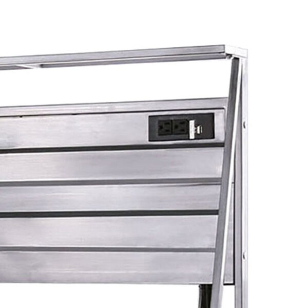 Corrugated Back Metal Frame Desk with USB Docks, Gray and Silver