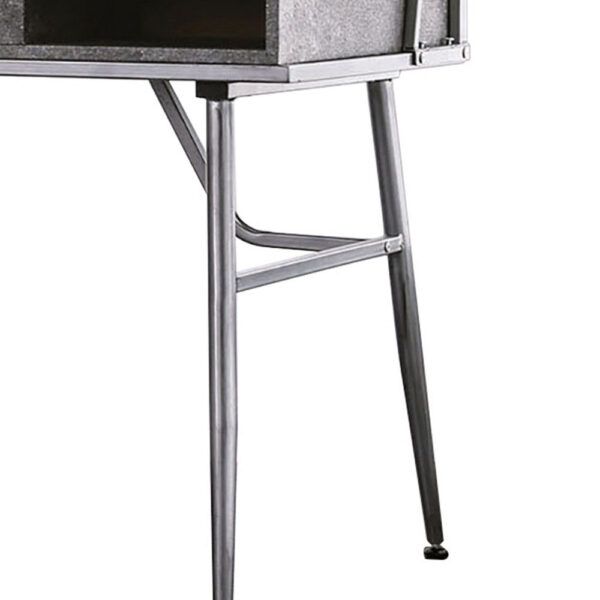 Corrugated Back Metal Frame Desk with USB Docks, Gray and Silver