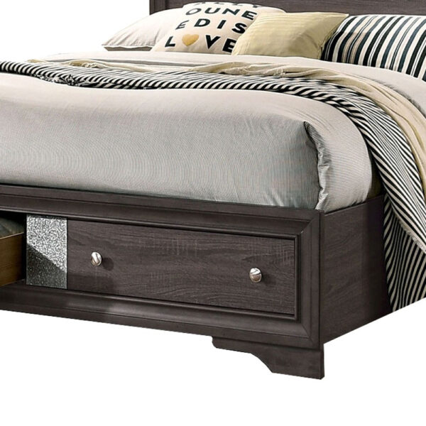 1502202669911b12acce3.jpeg Queen Bed with Plank Headboard and 2 Drawers, Brown and Silver