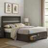 1502202669911b176bf81.jpeg Queen Bed with Plank Headboard and 2 Drawers, Brown and Silver