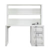 Metal Base Desk and Hutch with Slated Pattern and Storage Compartment, White