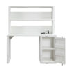 Metal Base Desk and Hutch with Slated Pattern and Storage Compartment, White