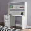 Metal Base Desk and Hutch with Slated Pattern and Storage Compartment, White