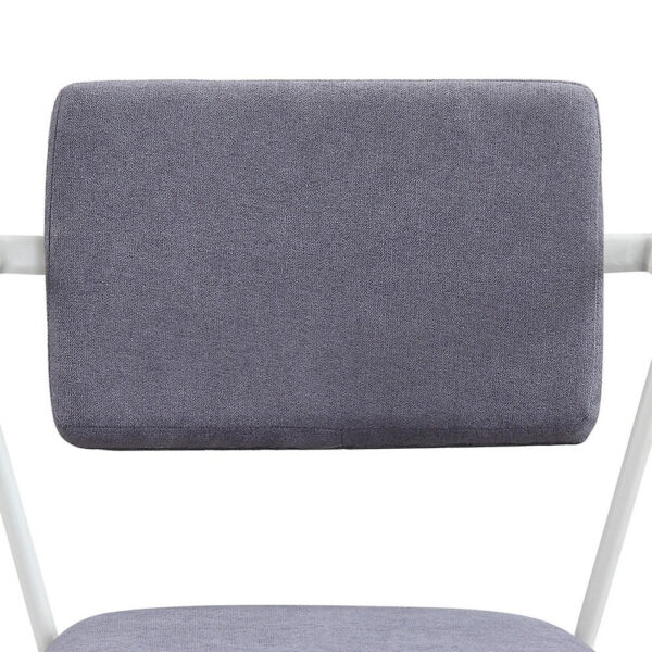 1502202669911bd757a04.jpeg Metal Chair with Fabric Upholstery and Straight Legs, Gray and White