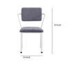 1502202669911bd8eeb4e.jpeg Metal Chair with Fabric Upholstery and Straight Legs, Gray and White