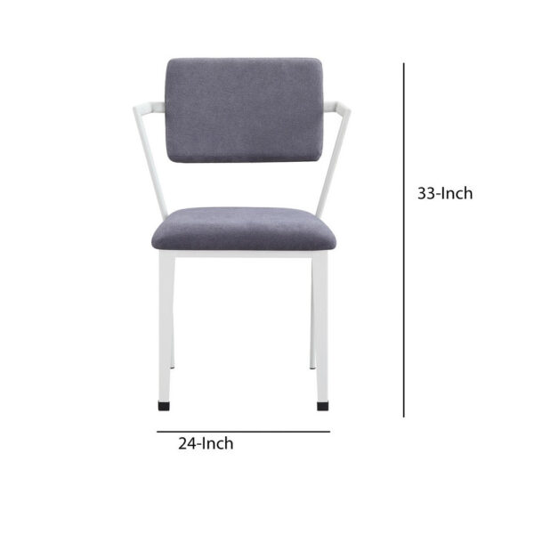 1502202669911bd8eeb4e.jpeg Metal Chair with Fabric Upholstery and Straight Legs, Gray and White
