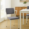 1502202669911bdbc11d9.jpeg Metal Chair with Fabric Upholstery and Straight Legs, Gray and White