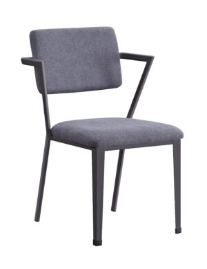 Metal Chair with Fabric Upholstered Seat and Back, Gray