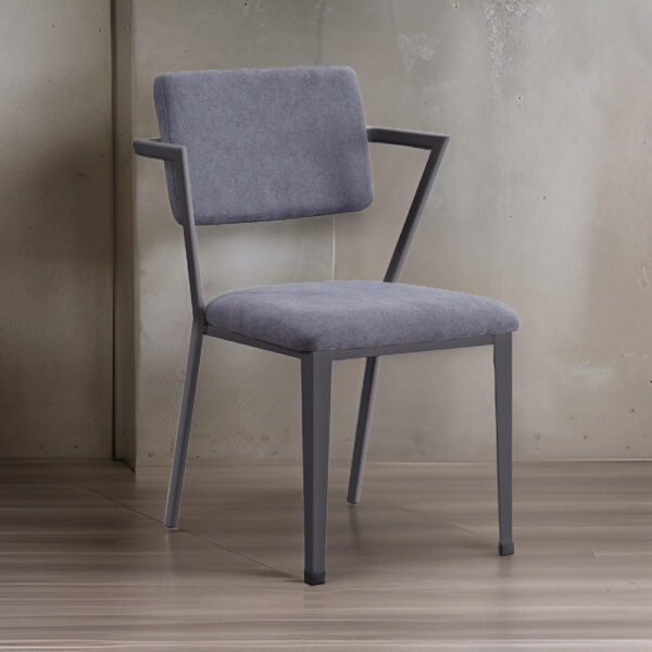 1502202669911beb8bb41.jpeg Metal Chair with Fabric Upholstered Seat and Back, Gray
