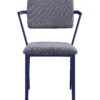 Fabric Upholstered Metal Base Chair with Flared Armrest, Blue and Gray