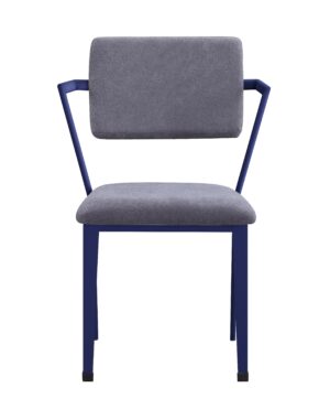 1502202669911c113a29b.jpeg Fabric Upholstered Metal Base Chair with Flared Armrest, Blue and Gray