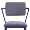 Fabric Upholstered Metal Base Chair with Flared Armrest, Blue and Gray