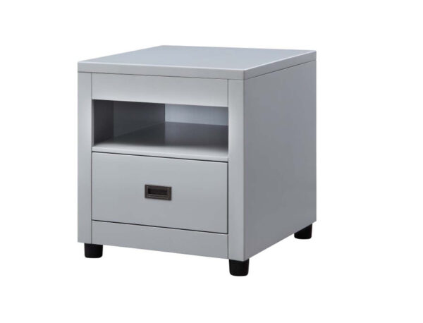 1502202669911c27615c8.jpeg Transitional Style Wooden End Table with 1 Drawer, Gray and Black